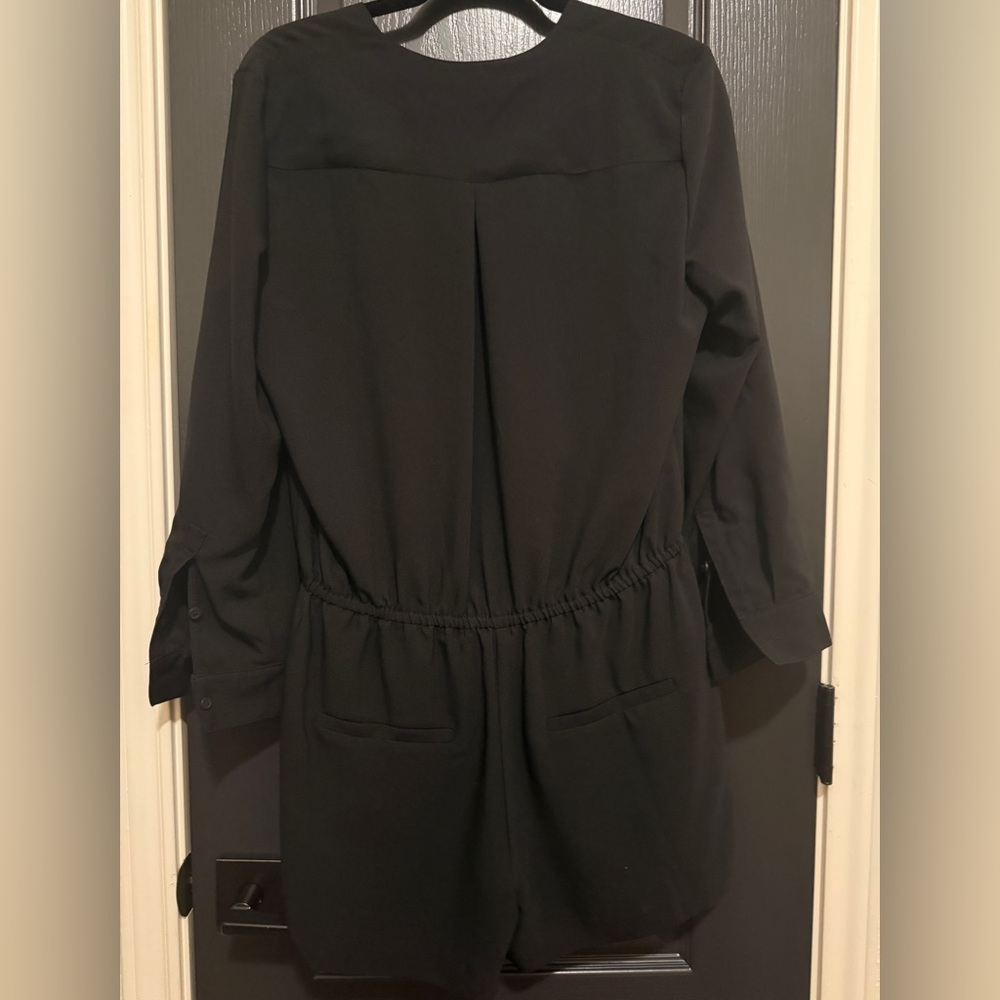 Trouvé Surplice Long Sleeve Romper | Black | Small - Picture 4 of 5